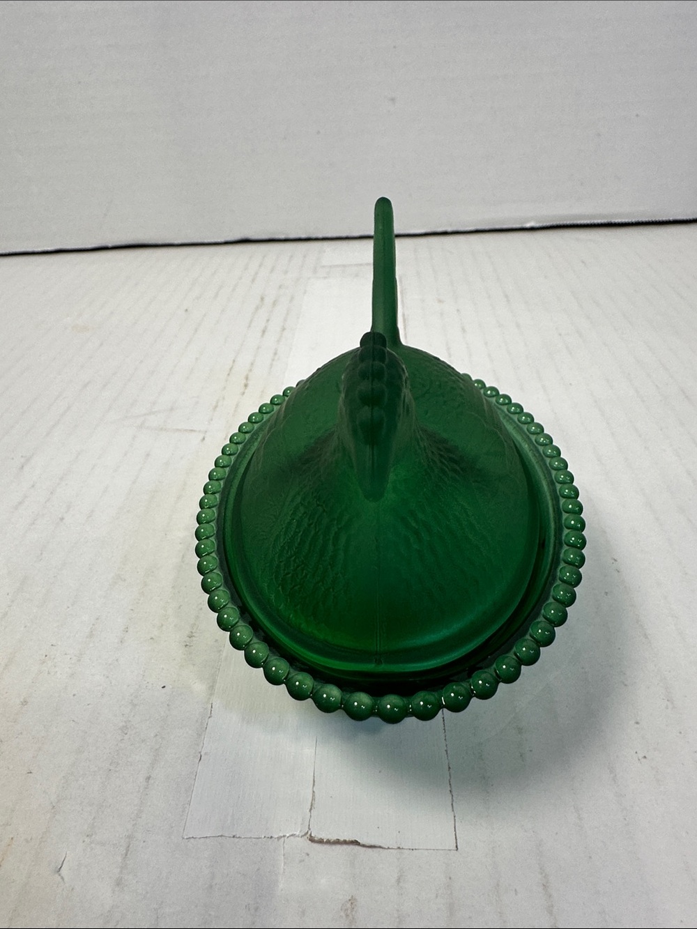 Green Glass Hen on Nest Candy Dish - Decorative Home Accent